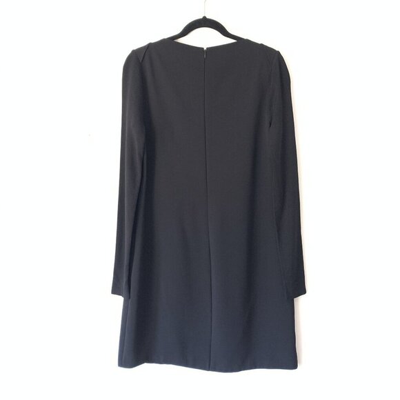Vince Womens Black Long-Sleeve A-Line Shift Dress Back Zipper Closure Size 12 - Picture 9 of 9